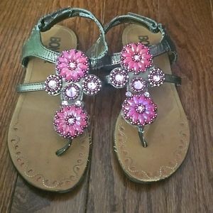 Sandals bongo girls size 1 pink flowers
